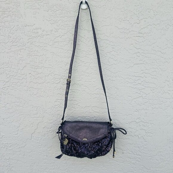 Authentic JUICY COUTURE Mini Traveler Crossbody Bag Sequin Purple (MRSP $65) - Picture 2 of 14